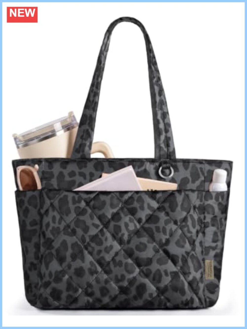 Quilted Puffer Tote Bag Lightweight Nylon Zipper 15.6" Laptop Work Travel